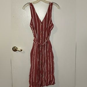 Love Tree Womens Pink Button-Up Dress With A Waist-Tie And Pockets